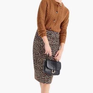J.Crew NWT Leopard Print Knee Length High Waist Pencil Skirt Size 12